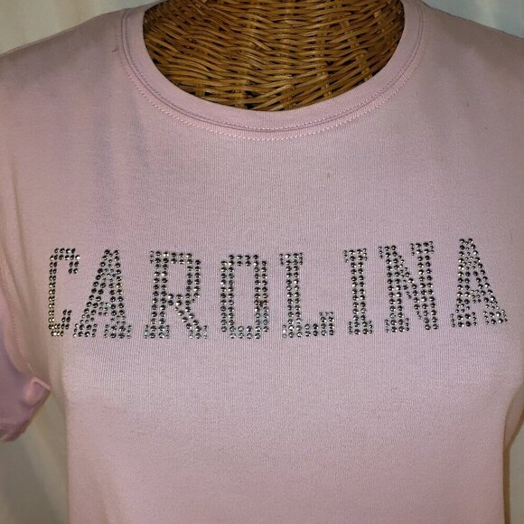 Gear for Sports Carolina Women's Pink Rhinestone Short Sleeve T-shirt - M - Picture 2 of 6